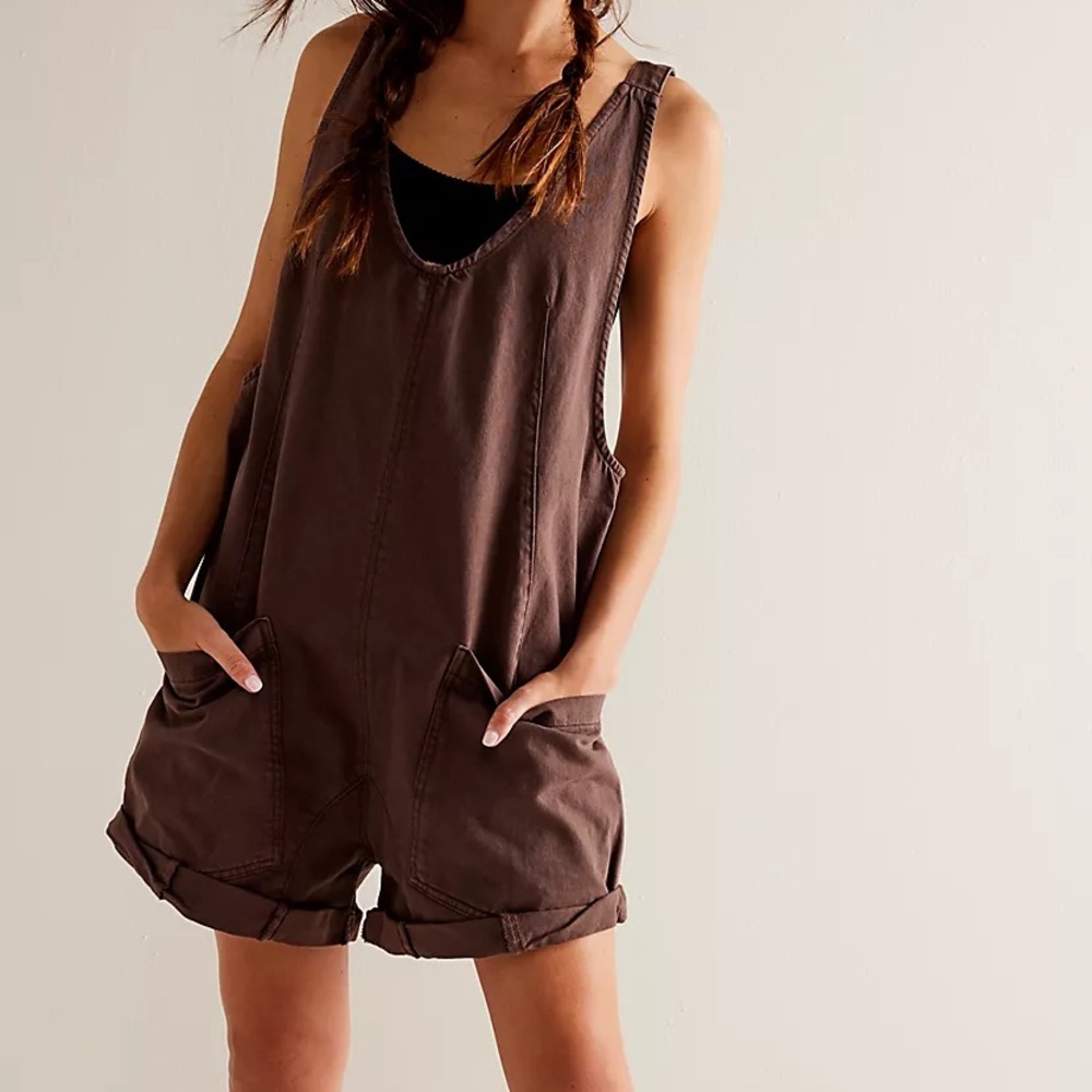 Free People High Roller Jumpsuit Mocha Size XS